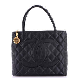 Chanel Medallion Tote Quilted Caviar #252988C24B
